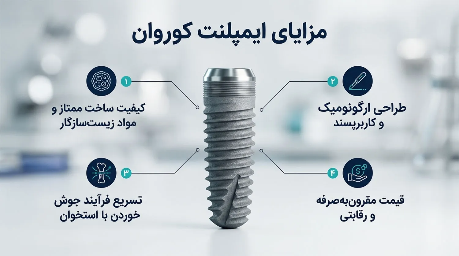 مزایای ایمپلنت کور وان core1 implant advantages