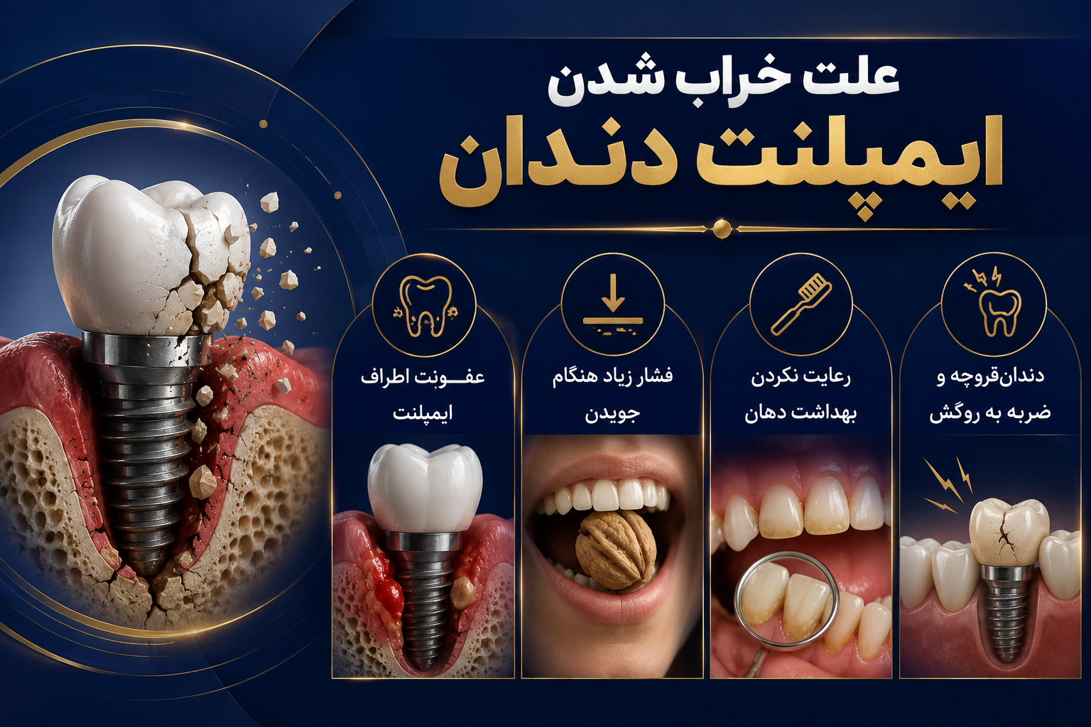 علت خراب شدن ایمپلنت دندان