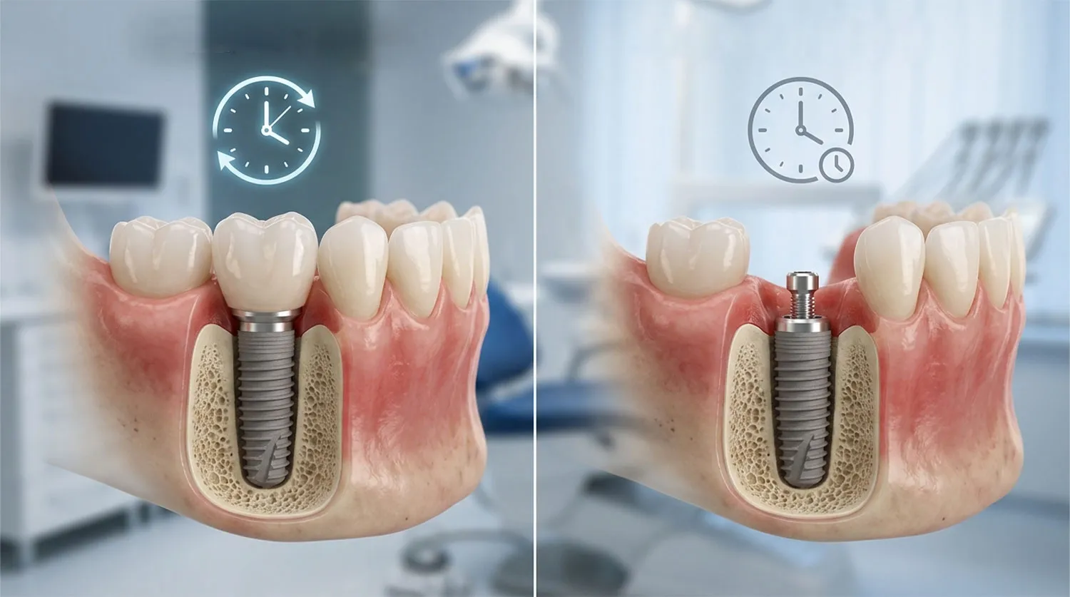 تفاوت ایمپلنت معمولی و فوری immediate vs conventional dental implant