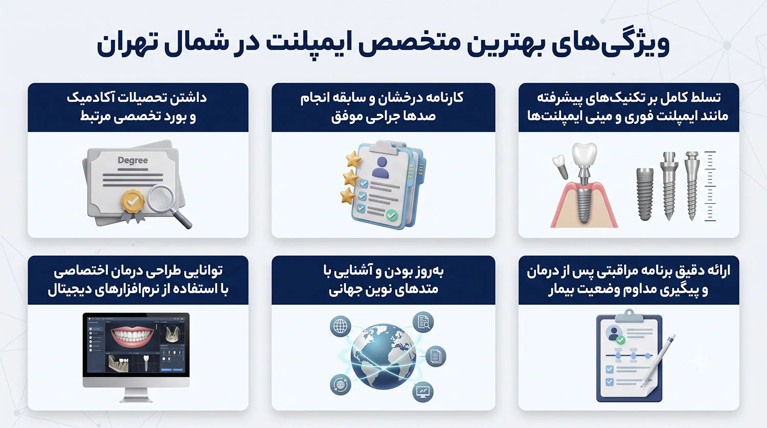 ویژگی های بهترین متخصص ایمپلنت شمال تهران
